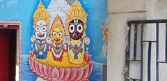 ticket entrance point with Jagannath hand painting at Udaygiri cave entrance