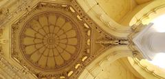 Beautifully handcrafted ceiling and pillar work in palace