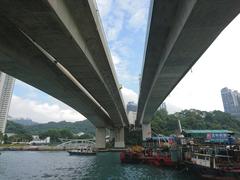 bottom view of Ap Lei Chau Bridges in Hong Kong