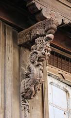 wood carving on a building in Ahmedabad, India