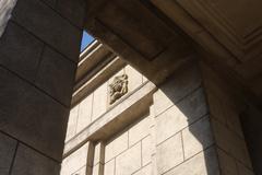 Lion mascaron on the facade of Almaty Philharmonic