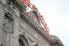 Denver Union Station facade under renovation