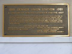 Century of Service dedication plaque at Union Station in Denver