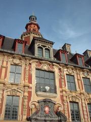 The ornate facade of the Vieille Bourse in Lille, France