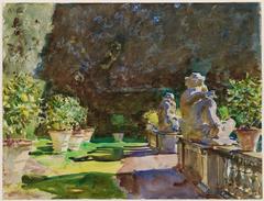 Watercolor painting of Villa di Marlia by John Singer Sargent