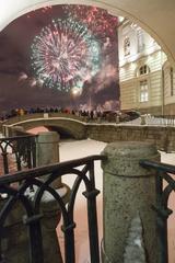 Saint Petersburg fireworks celebration at night