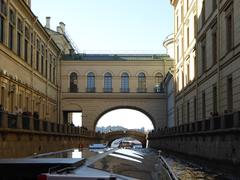 Hermitage Bridge over Winter Canal in Saint Petersburg