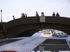 Hermitage Bridge over the Neva River with the Winter Palace in the background