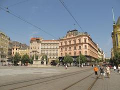 Náměstí Svobody Freedom Square in Brno on a sunny day, June 6, 2018