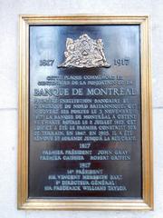 plaque commemorating the centenary of the founding of the Bank of Montreal