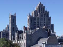 Notre-Dame of Montreal Basilica and Aldred Building in Montreal