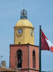 Coloured churchtower of Saint-Tropez in a traditional style