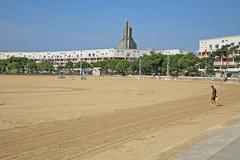 Royan Beach with Notre-Dame-de Royan church tower in background