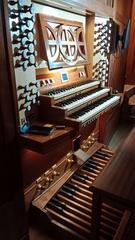 Keyboards of the organ at Notre-Dame de Royan church, historical monument