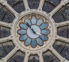 Clock on the facade of the Saint Baudilus church