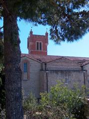 view of St. Jacques Church and its tower from the Miranda garden