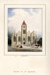 Lithograph of Église de St. Maurice from Atlas topographique et historique de la ville de Lille