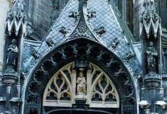 sculpture of the lintel of the rear door of Saint Maurice Church in Lille