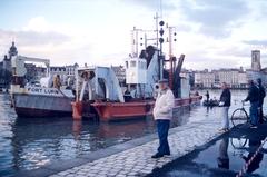 bucket dredger operating in La Rochelle harbor