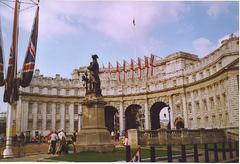 Admiralty Arch on a sunny day with Union Jack flags