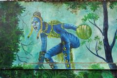 Mural of Na'vi from Avatar in Fort Kochi, Kerala