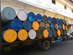 colorful barrels on a lorry