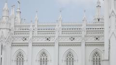 Basilica of Our Lady of Dolours decorated for a celebration with lighting and flowers