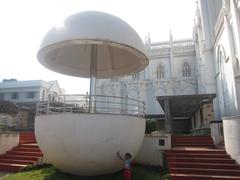 Replica of stage from John Paul II's visit to Thrissur, 1996, at Our Lady of Dolours Basilica