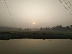 Sunny morning at Vellayani Lake after rain