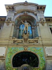 Main entrance of the Civic Aquarium of Milan in Art Nouveau style