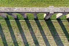 Aerial view of an ancient aqueduct in Italy