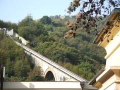 Historic Genoa aqueduct inside Staglieno Monumental Cemetery