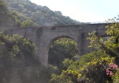 Historical Acqueduct canal bridge in Staglieno, Genoa, Italy