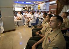 Sailors and Marines from the United States and Indonesia at the opening ceremony for CARAT 2013 in Jakarta, Indonesia