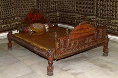 Decorated bed at Crafts Museum in New Delhi, India