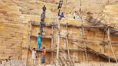 Renovation works at Jaisalmer Fort, India