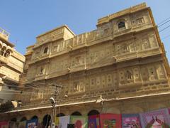 Beautifully carved buildings inside Jaisalmer Fort