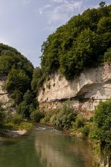 Sandstone cliffs along the Saane River in Fribourg