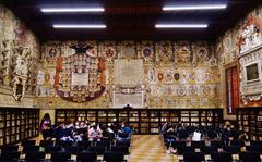 Interior of the Municipal Library of the Archiginnasio in Bologna