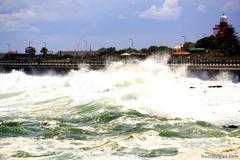 Stormy sea in Cape Town with waves crashing against the coast