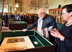 Prime Minister Narendra Modi visiting the Institute of Oriental Manuscripts in St. Petersburg