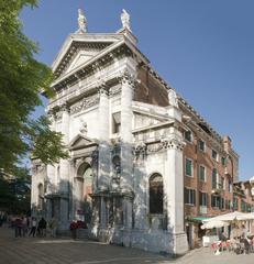 Facade of San Vidal Church in Venice by Andrea Tirali