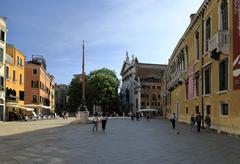 Campo Santo Stefano square in Venice with former San Vidal church in the background