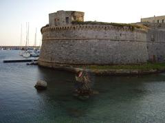 Panoramic view of Gallipoli, a coastal town in Turkey with historical buildings and a calm sea