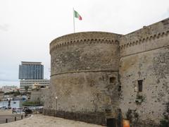 Castell de Gallipoli, north-east tower and Palazzo di Vetro in the background