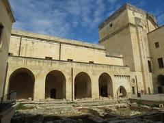 Castello Carlo V in Lecce, Italy, interior courtyard, west facade and Torre Magistra