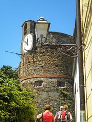 Riomaggiore castle on a hilltop under a clear sky