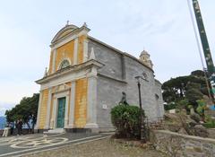 Facade and south side of San Giorgio Church in Portofino