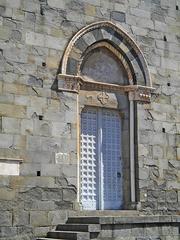 Stained glass window in San Giovanni Battista church, Riomaggiore