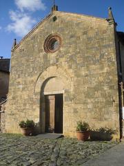 Facade of the church of St. Mary in Monteriggioni, Italy